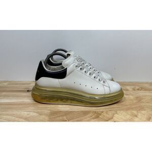 Alexander McQueen White Leather Platform Sneaker with Black Heel Accent